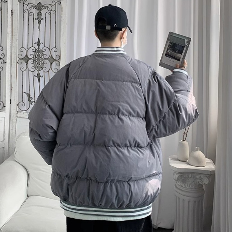 Ziemas plus samta biezākas parkas vīriešiem termiski brīvi, stilīgi, svītraini ins modes auksti apģērbi, viss atbilst vintage Slouchy Harajuku jauns