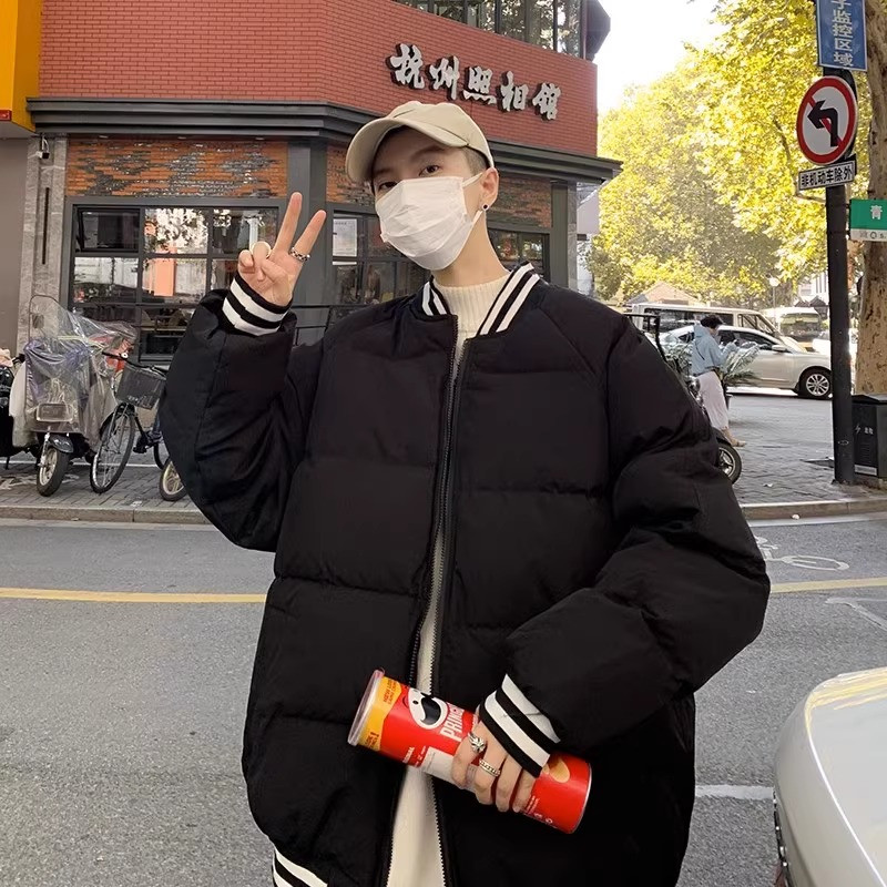 Ziemas plus samta biezākas parkas vīriešiem termiski brīvi, stilīgi, svītraini ins modes auksti apģērbi, viss atbilst vintage Slouchy Harajuku jauns