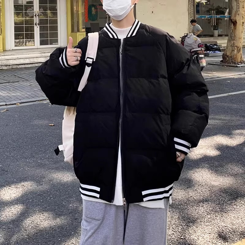 Ziemas plus samta biezākas parkas vīriešiem termiski brīvi, stilīgi, svītraini ins modes auksti apģērbi, viss atbilst vintage Slouchy Harajuku jauns