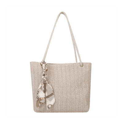 Naiste õlgedest kootud kandekott Lihtne vabaajakott, suure mahutavusega õlakott Naiste vabaaja käekott, tüdrukute moodne kaenlaaluse kott