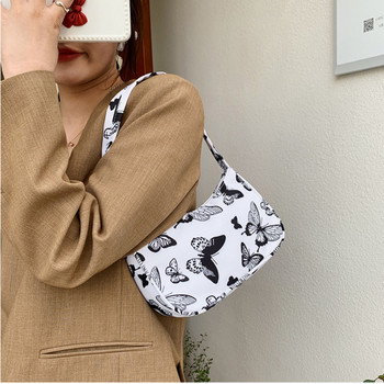 Нова дамска чанта през рамо Модна чанта с щампа с животински шарки Ежедневна найлонова чанта с леопардов принт на пеперуда и зебра Дамска чанта Чанти за подмишниците