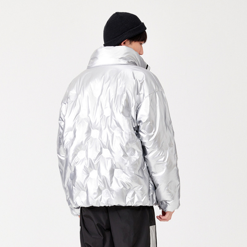 Jachetă Semir Puf Bărbați Brand Fashion Iarna Argintiu Lucios Scurt Manta Moale Confortabilă