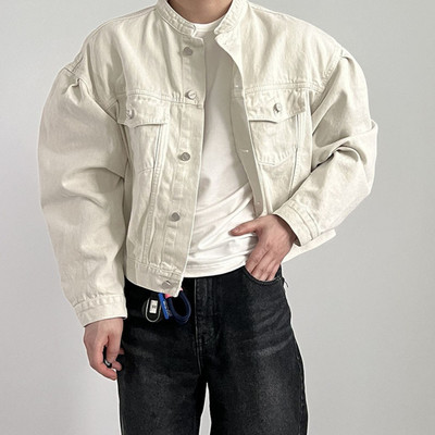 Ανοιξιάτικο κοντό τζιν τζιν μπουφάν Ανδρική λεπτή εφαρμογή Μόδα καθημερινή τζιν τσέπη Ανδρικά ρούχα Streetwear Κορεατικά Hip-hop Bomber Ανδρικά