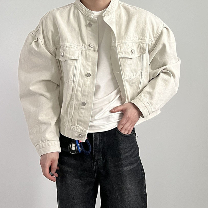Ανοιξιάτικο κοντό τζιν τζιν μπουφάν Ανδρική λεπτή εφαρμογή Μόδα καθημερινή τζιν τσέπη Ανδρικά ρούχα Streetwear Κορεατικά Hip-hop Bomber Ανδρικά