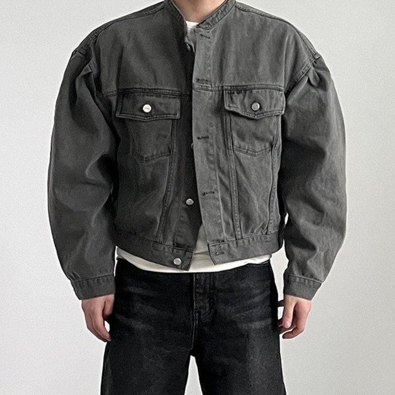 Ανδρικό τζιν τζιν μπουφάν IEFB New Fashion High Street Ανδρικό γιακά Τοπ μονόχρωμο κοντό παλτό 2023 Φθινοπωρινά Ανδρικά Ενδύματα Tide 9C644