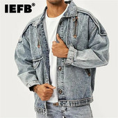 IEFB New Jackets Ανδρικά Slim Solid Casual Jean Coat Fashion Stand Vintage High Street Tide Outwears 12A5983