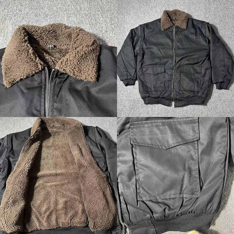 Jachetă de miel pentru bărbați, iarnă, din catifea, îngroșată, scurtă, de toamnă, pentru stradă, cu guler răsturnat, mâneci lungi, buzunare cu fermoar, jachete