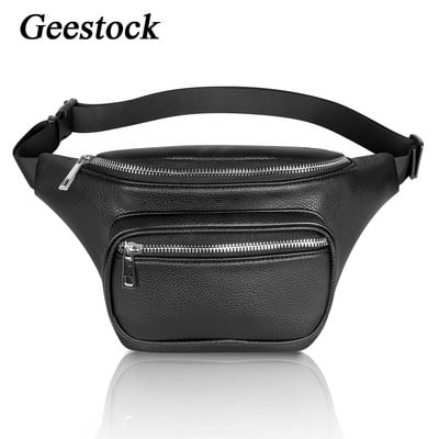 Geestock fekete deréktáska, divatos PU bőr férfi női övtáskák Fanny Pack állítható öv vásárláshoz, utazáshoz, bulihoz