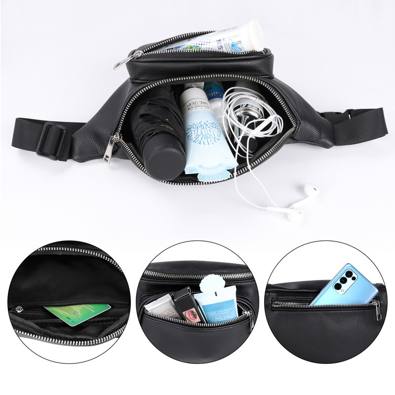 Geestock Μαύρη τσάντα μέσης, Fashion PU Δερμάτινες ανδρικές γυναικείες τσάντες ζώνης Fanny Pack Ρυθμιζόμενη ζώνη για ψώνια, ταξίδια, πάρτι