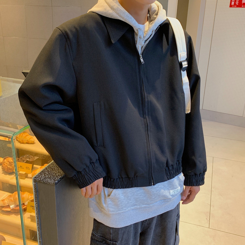 Jesenná krátka bunda 2022 pre mužov, módna zelená a čierna, ležérna bunda pre mužov, streetwear, kórejské voľné bomber bundy, pánske vrchné oblečenie, veľkosť M-XL