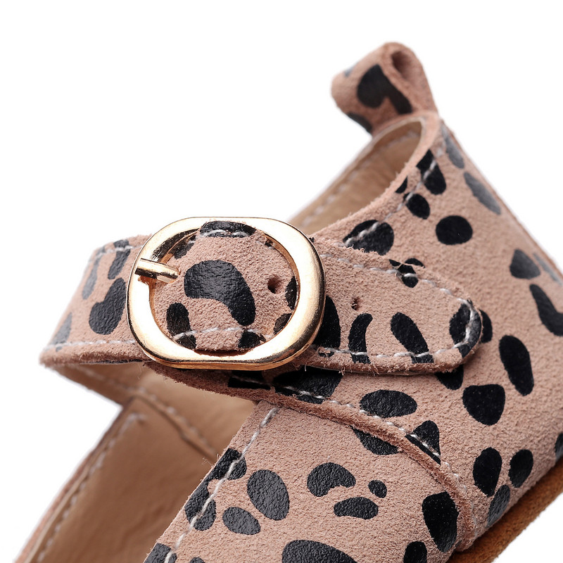 Άνοιξη Νέα Σχέδια Γνήσιο δέρμα Βρεφικά μοκασίνια για κορίτσια παπούτσια Leopard Mary Jane Flats Princess Shallow Toddler First Walkers