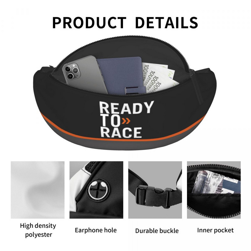 Fanny Pack Cool Ready To Race pentru alergare Femei Bărbați Enduro Cross Motocross Bike Life Geantă în talie Crossbody Geantă pentru bani pentru telefon