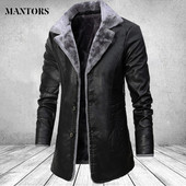 Jachete lungi din PU Bărbați Motocicletă Gros Iarnă Toamnă Fleece Mantocă caldă Biker Bărbați Îmbrăcăminte pentru bărbați Casual Windbreaker 3XL Black Coffect