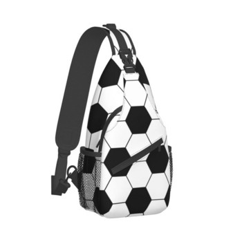 Футболна шарка с шестоъгълна прашка, чанта за гърди Персонализирана футболна топка през рамо Crossbody раница за мъже, пътуваща раница