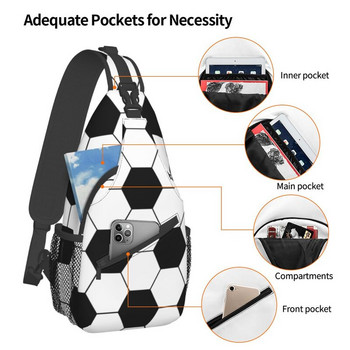 Футболна шарка с шестоъгълна прашка, чанта за гърди Персонализирана футболна топка през рамо Crossbody раница за мъже, пътуваща раница
