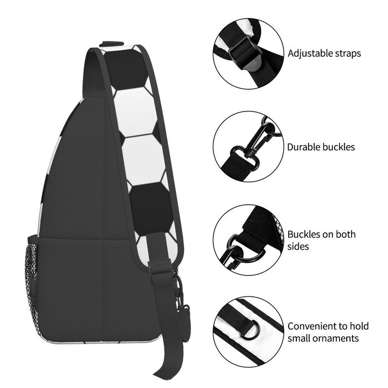 Μοτίβο ποδοσφαίρου Εξαγωνική τσάντα στήθους με σφεντόνα Προσαρμοσμένη τσάντα πλάτης χιαστί ώμου μπάλας ποδοσφαίρου για άνδρες που ταξιδεύουν Σακίδιο ημέρας