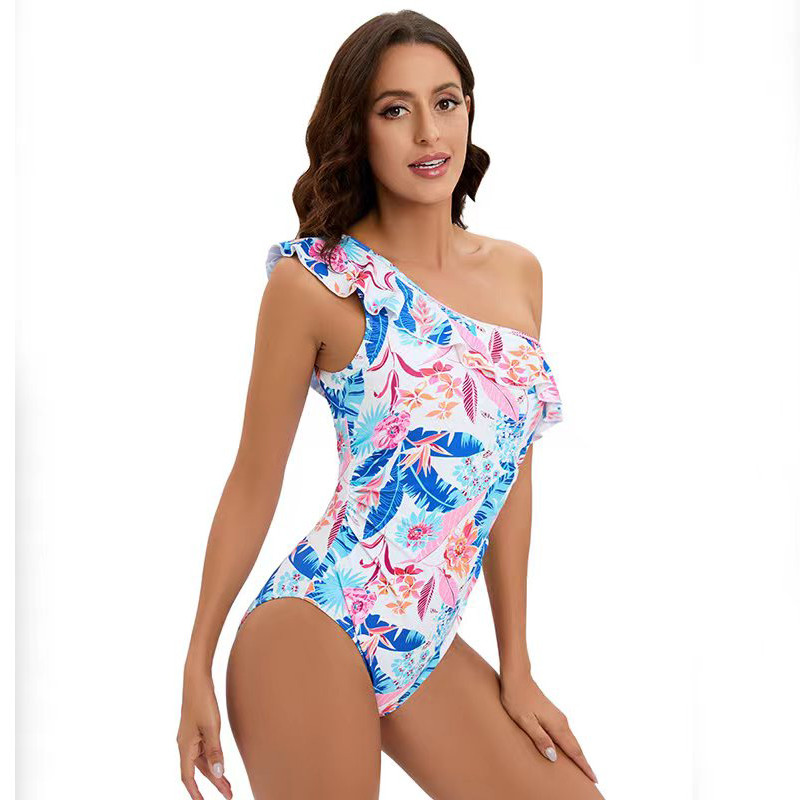 2023 Costume de baie pentru femei Bikini sexy dintr-o bucată Costume de baie cu un umăr cu imprimeu triunghiular Costume de baie braziliene cu push up pentru plajă