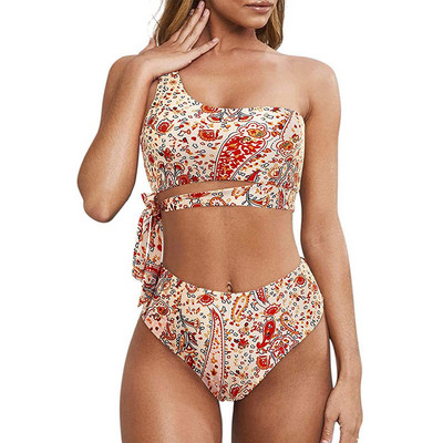 Μαγιό Γυναικεία μπικίνι 2023 Γυναικείο μαγιό Sexy One Shoulder Push Up Μαγιό Leopard ψηλόμεση Mujer Biquini