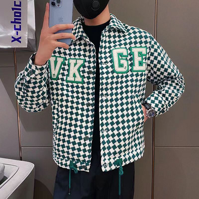 Muška ležerna jakna Proljeće Jesen Radni ogrtač na rever s gumbima Nove karirane majice s više džepova Muška moda visoke kvalitete