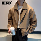 IEFB Φθινοπωρινό Fake Two Piece Casual ανδρικό σακάκι Κορεατικής μόδας 2023 Μονόχρωμο φερμουάρ Ανδρικό κοντό παλτό High Street New 9A6484