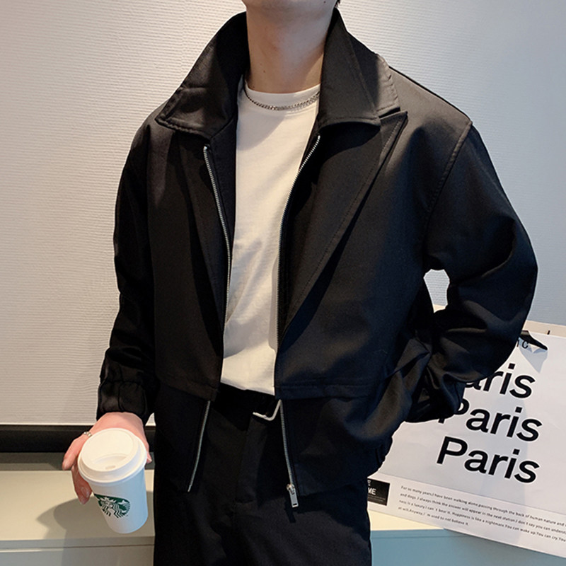 IEFB Φθινοπωρινό Fake Two Piece Casual ανδρικό σακάκι Κορεατικής μόδας 2023 Μονόχρωμο φερμουάρ Ανδρικό κοντό παλτό High Street New 9A6484