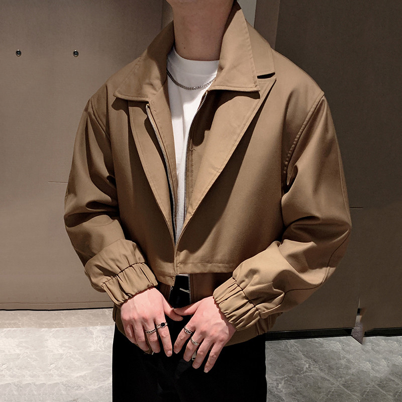 IEFB Φθινοπωρινό Fake Two Piece Casual ανδρικό σακάκι Κορεατικής μόδας 2023 Μονόχρωμο φερμουάρ Ανδρικό κοντό παλτό High Street New 9A6484