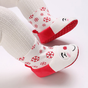 Коледни топли обувки 2023 Baby Toddler First Walkers Winter Baby Boys Girls Shoes Xmas Cosplay Сладки анимационни детски забавни обувки