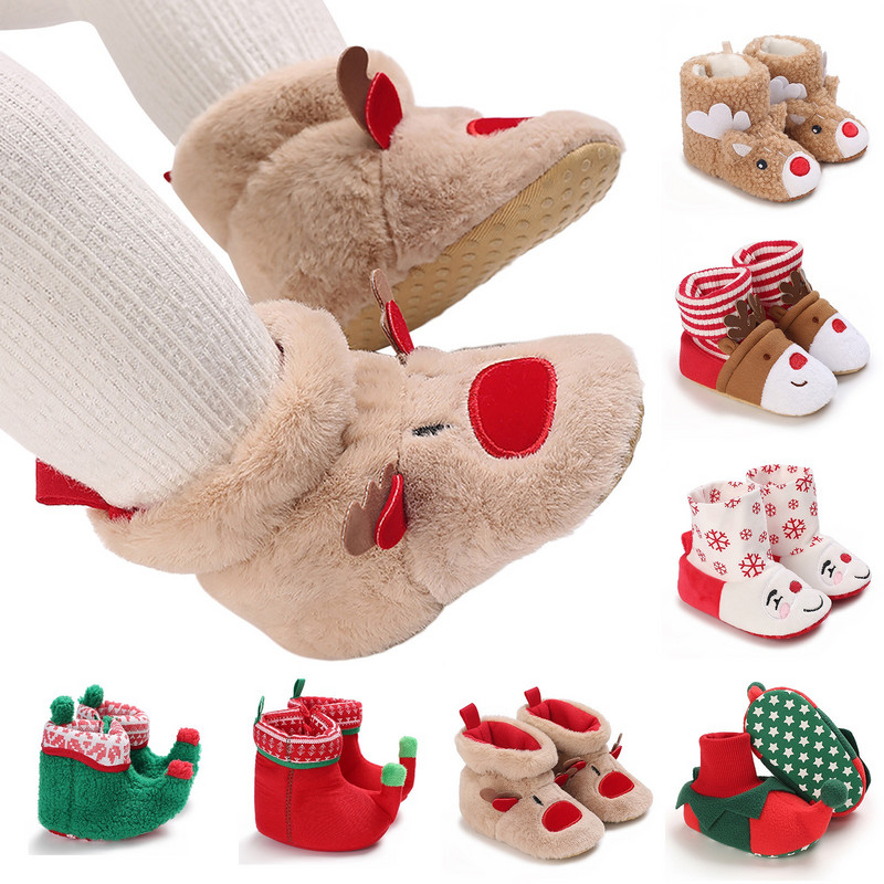 Χριστουγεννιάτικα ζεστά παπούτσια 2023 για μωρά για μωρά για πρώτη φορά περιπατητές Χειμερινά παιδικά παπούτσια για κορίτσια Χριστούγεννα Cosplay χαριτωμένα αστεία παιδικά παπούτσια κινουμένων σχεδίων