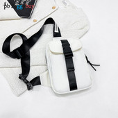 Geantă de umăr sport unisex, de culoare solidă, pentru bărbați, geantă de nailon, pentru cumpărături, pentru femei, pentru piept, cu clapă, pentru vacanță de weekend, pachet de talie pentru călătorie