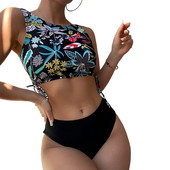 2023 Νέα γυναικεία μαγιό εκτύπωσης Floral Two Pieces Swimming Bikini Set Follower Summer Bathers Μαγιό Γυναικεία Mujer Μαγιό