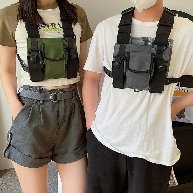 Unisex ulična torba jednobojna narukvica Protuprovalni ulični prsluk torba za prsa Višenamjenska taktička torba za pojas s patentnim zatvaračem