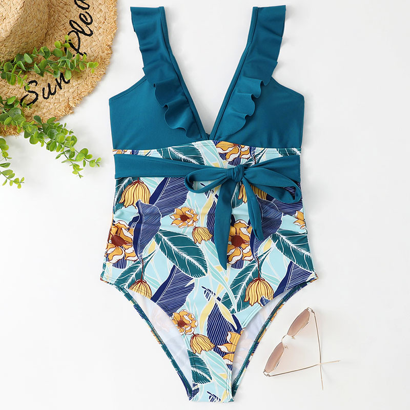 2023 Γυναικεία μαγιό εκτύπωσης Floral Deep V Sexy Push Up Bandage High Cut Μαγιό Γυναικείο μπικίνι Mujer Καλοκαιρινό μαγιό Μπικίνι