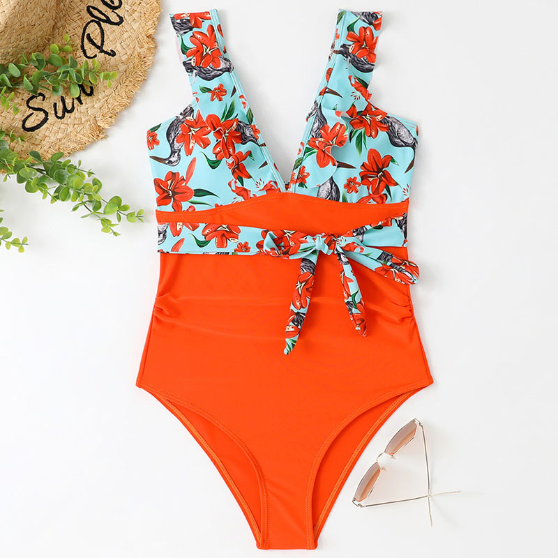 2023 Γυναικεία μαγιό εκτύπωσης Floral Deep V Sexy Push Up Bandage High Cut Μαγιό Γυναικείο μπικίνι Mujer Καλοκαιρινό μαγιό Μπικίνι