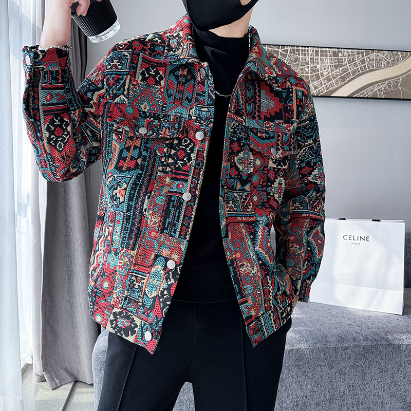 Επώνυμα Ανδρικά ρούχα Ανοιξιάτικα Υψηλής ποιότητας εμπριμέ casual τζιν μπουφάν/Ανδρικά τζιν τζιν μπουφάν Ανδρικά παλτά με λεπτή εφαρμογή