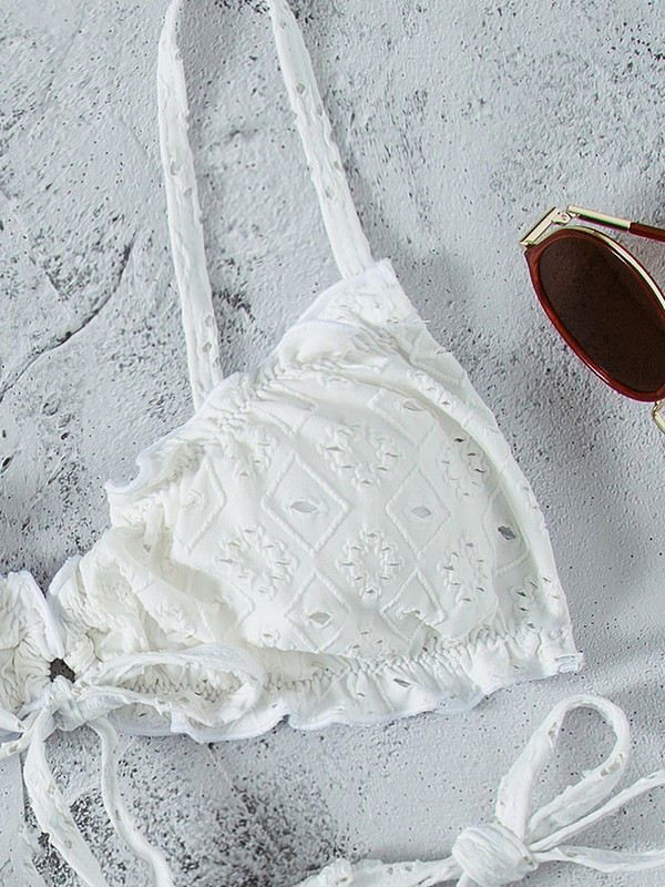 Seksi ženski kupaći kostimi 2023, bijeli dvodijelni bikini set, ženski podstavljeni grudnjak, kupaći kostim, mikro tange, biquini odjeća za plažu s podešavanjem uzica