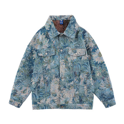 Τυπωμένο μακρυμάνικο μπουφάν Cargo για άντρες Τσέπη Μπλε παλτό Άνδρας Φθινόπωρο Χειμώνας 2023 Μόδα Ζεστά άνετα ανδρικά ρούχα