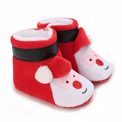 Χειμερινές νεογέννητες μπότες κοριτσιών Χαριτωμένο φιόγκο ζεστό βελούδινο πομ παπούτσια χιονιού Ζεστά παιδικά παπούτσια για περπάτημα για νήπια για πρώτη φορά περπατώντας