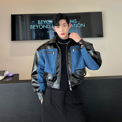 Ανδρικό κοντό σακάκι με αντίθεση χρώματος NOYMEI τζιν Συνονθύλευμα σιλουέτας, Φθινοπωρινό νέο ανδρικό παλτό WA2807