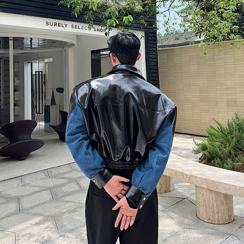 Ανδρικό κοντό σακάκι με αντίθεση χρώματος NOYMEI τζιν Συνονθύλευμα σιλουέτας, Φθινοπωρινό νέο ανδρικό παλτό WA2807