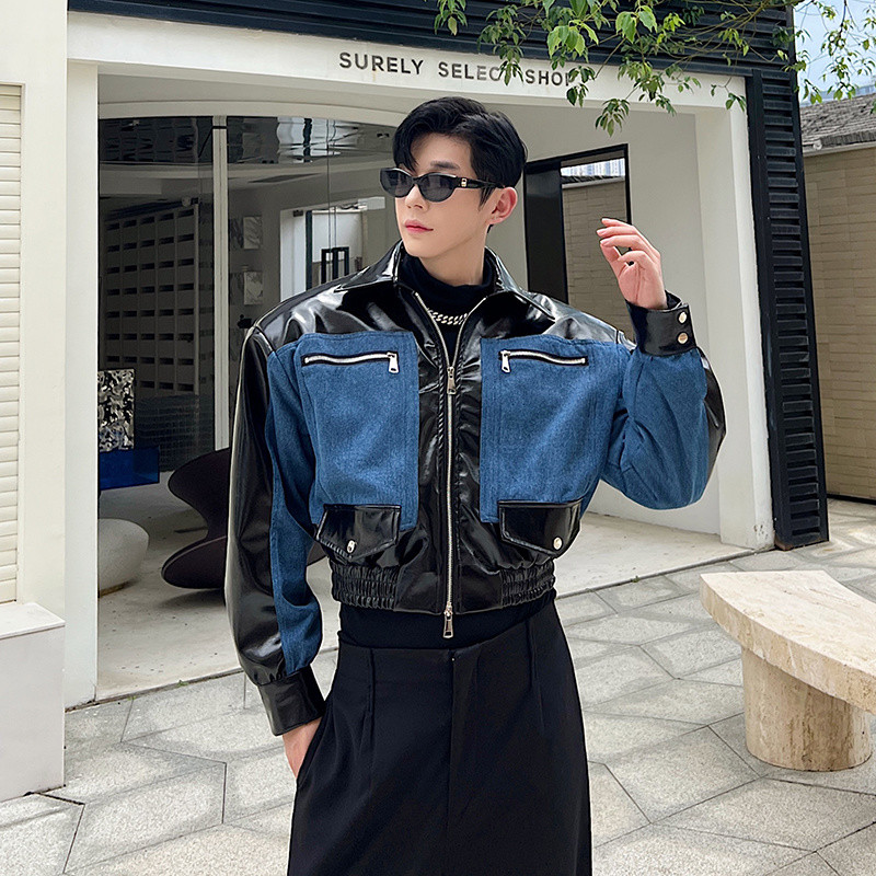 Ανδρικό κοντό σακάκι με αντίθεση χρώματος NOYMEI τζιν Συνονθύλευμα σιλουέτας, Φθινοπωρινό νέο ανδρικό παλτό WA2807