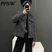 PFNW Moda coreeană pentru bărbați, jachete scurte de țesut, pentru bărbați, casual, cu design de nișă, toamnă, elegant, 2023, la modă, topuri noi 28W1485