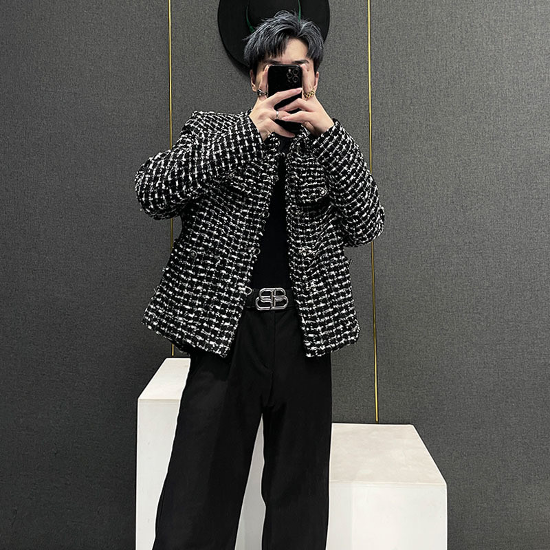 PFNW Moda coreeană pentru bărbați, jachete scurte de țesut, pentru bărbați, casual, cu design de nișă, toamnă, elegant, 2023, la modă, topuri noi 28W1485