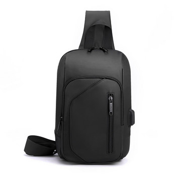 Мъжка водоустойчива USB чанта Oxford Crossbody Чанта за гърди за мъже Спортна чанта през рамо Мултифункционална къса туристическа чанта Messenger Pack