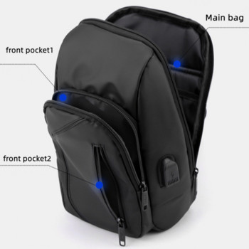 Ανδρική αδιάβροχη τσάντα χιαστί USB Oxford Τσάντα στήθους για ανδρική αθλητική τσάντα ώμου πολλαπλών λειτουργιών Short Travel Messenger πακέτο