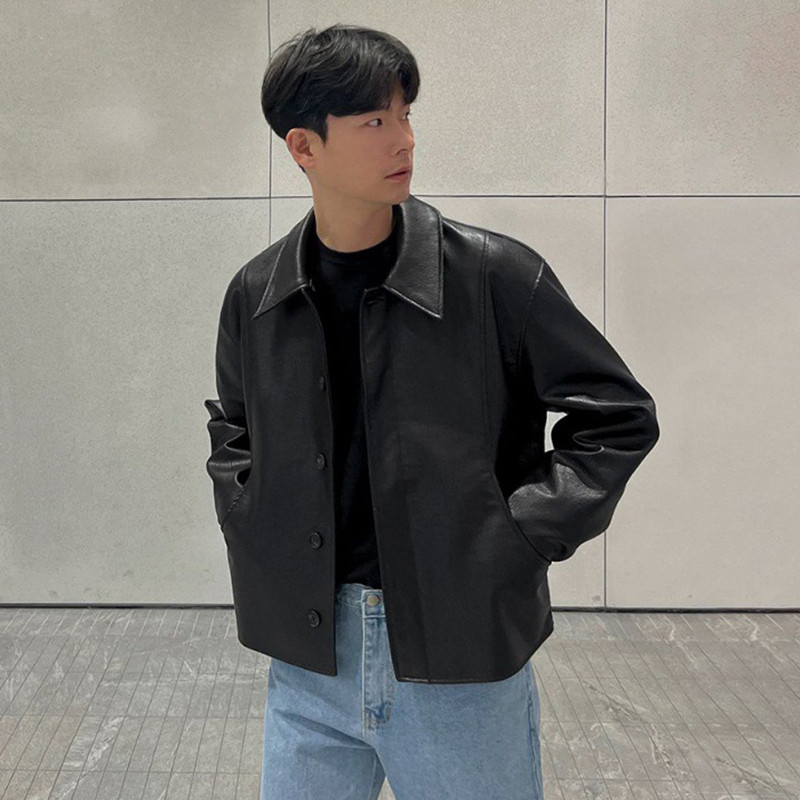 IEFB Κοντό Μοτοσικλέτα Pu Δερμάτινο Παλτό Ανδρικό Φθινόπωρο Νέο Κορεάτικο Στιλ Υψηλό Πέτο Χαλαρό Μπουφάν Μόδα Streetwear 9C1118