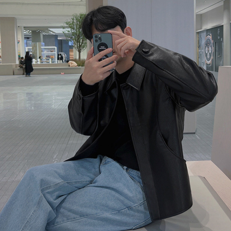 IEFB Κοντό Μοτοσικλέτα Pu Δερμάτινο Παλτό Ανδρικό Φθινόπωρο Νέο Κορεάτικο Στιλ Υψηλό Πέτο Χαλαρό Μπουφάν Μόδα Streetwear 9C1118