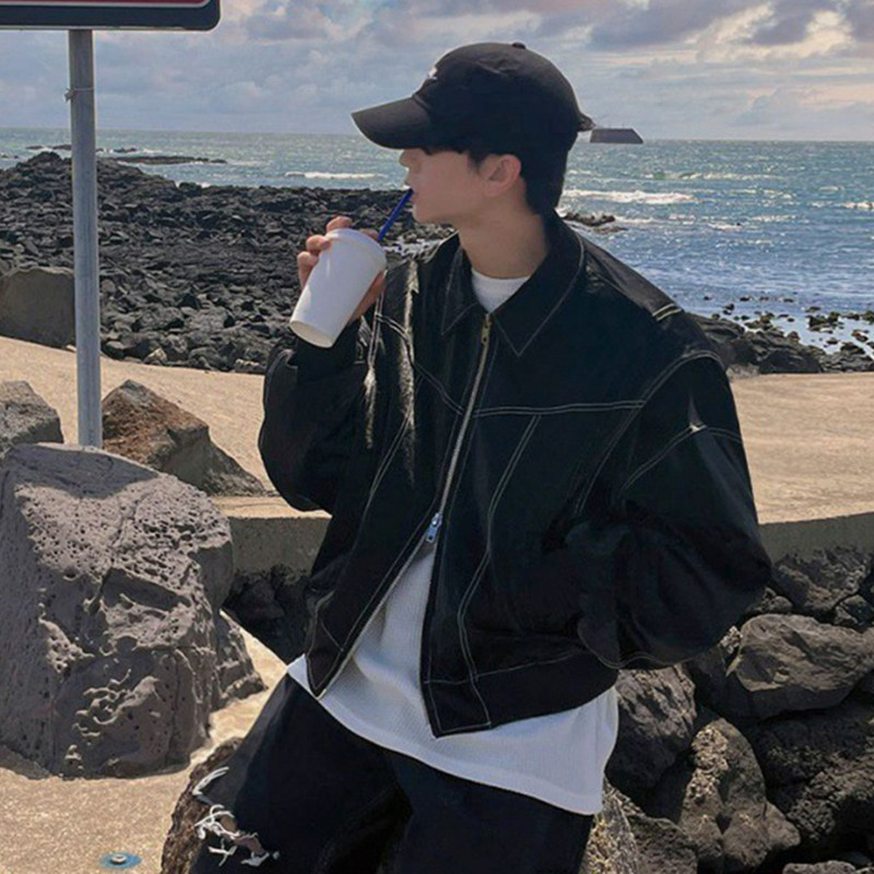 IEFB Jachetă din piele Pu Trend Bărbați Toamna Nou stil de îmbrăcăminte de lucru Mantocă scurtă High End Bărbați Streetwear Mânecă lungă Laple Cardigan 9C1117