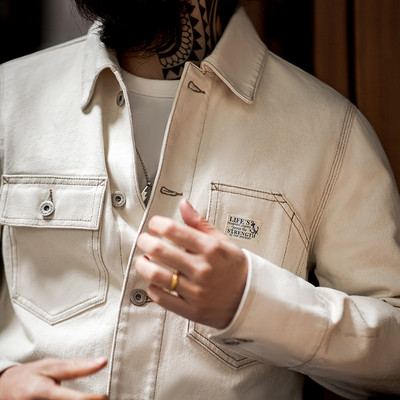 Maden American Vintage Heavyweight Cotton Lapel Jackets for Men Връхни дрехи с много джобове Amekaji Мъжки къси паркове Ветробранно палто
