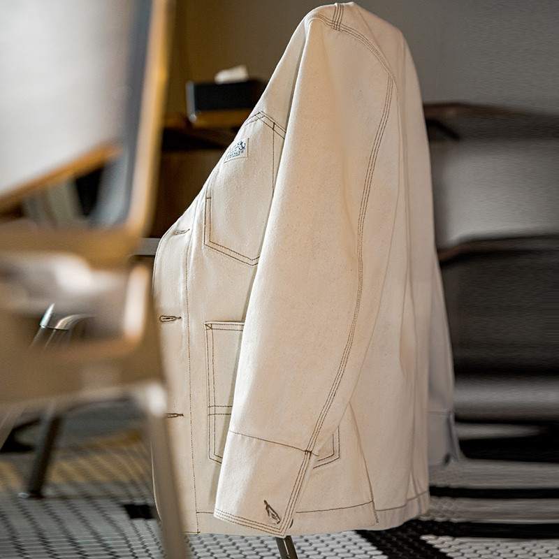 Jachete din bumbac grele cu revere pentru bărbați Amekaji Îmbrăcăminte exterioară cu buzunare multiple pentru bărbați Parka scurtă haină împotriva vântului