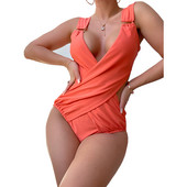 Nové 2023 Dámske plavky, jednodielne skladané push-up vystužené bikiny, dámske tangá, plavky, plážové oblečenie